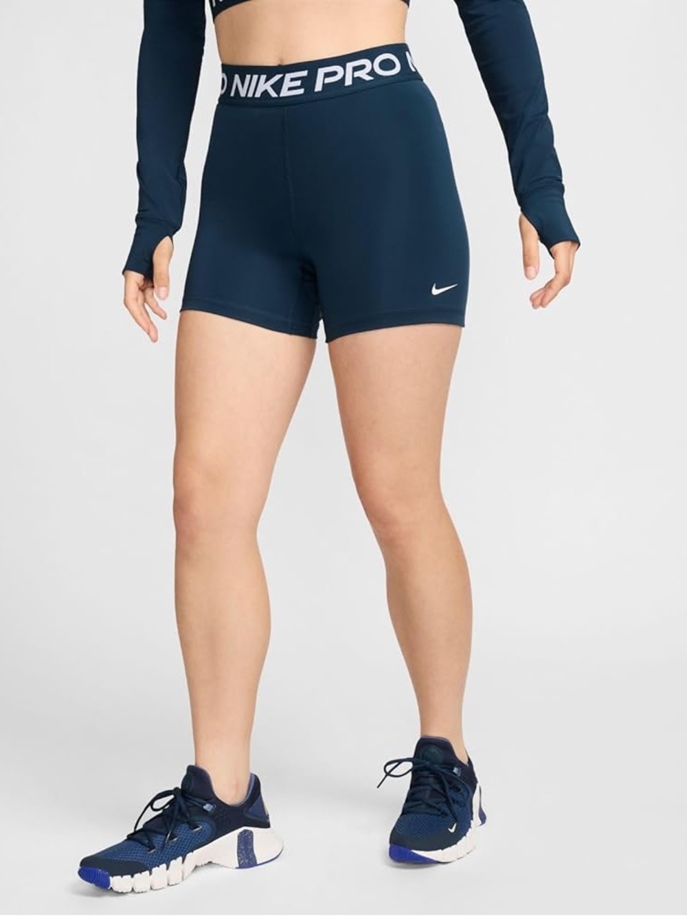 Nike Pro navy blue biker shorts size large 5” inseam women
